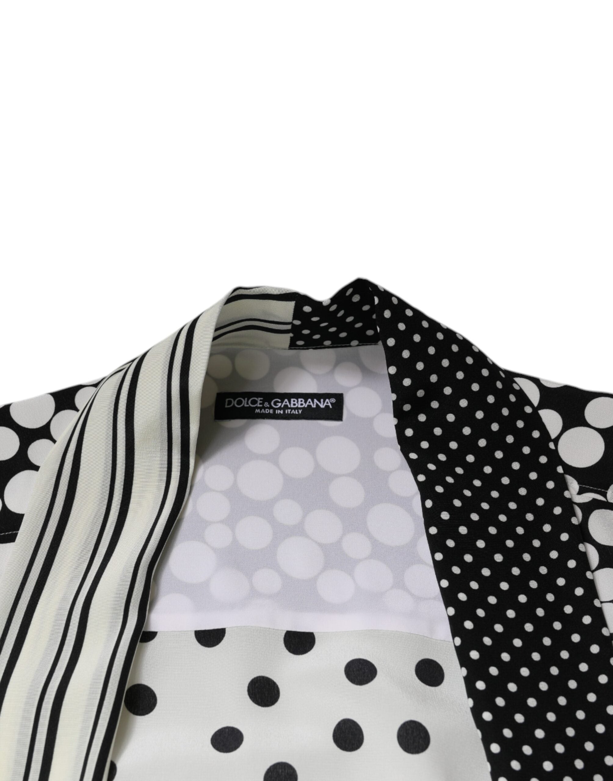 Dolce & Gabbana Black White Polka Dots Silk Men's Casual Shirt